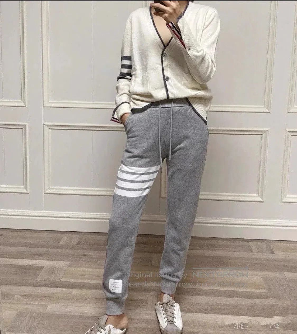 Thom Browne Thom Browne Gray Four-Stripe Pants. Size 37" - 8 Thumbnail