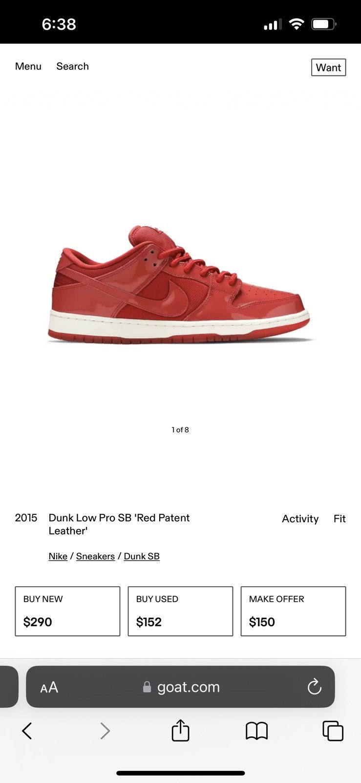 Nike Dunk Low Pro SB ‘red patent leather’ Size US 8 / EU 41 - 1 Thumbnail