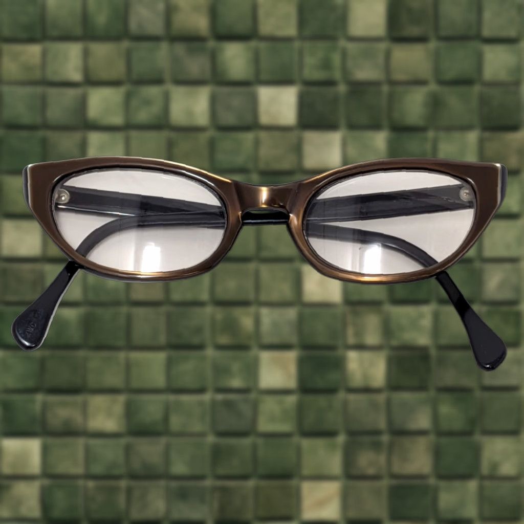 MCM Vintage ZWC 1950s Cat Eye Eyeglasses Brown Black 5 1/2 Glasses with Case Womens Vintage MCM Eyeglasses with Case Size ONE SIZE - 1 Thumbnail