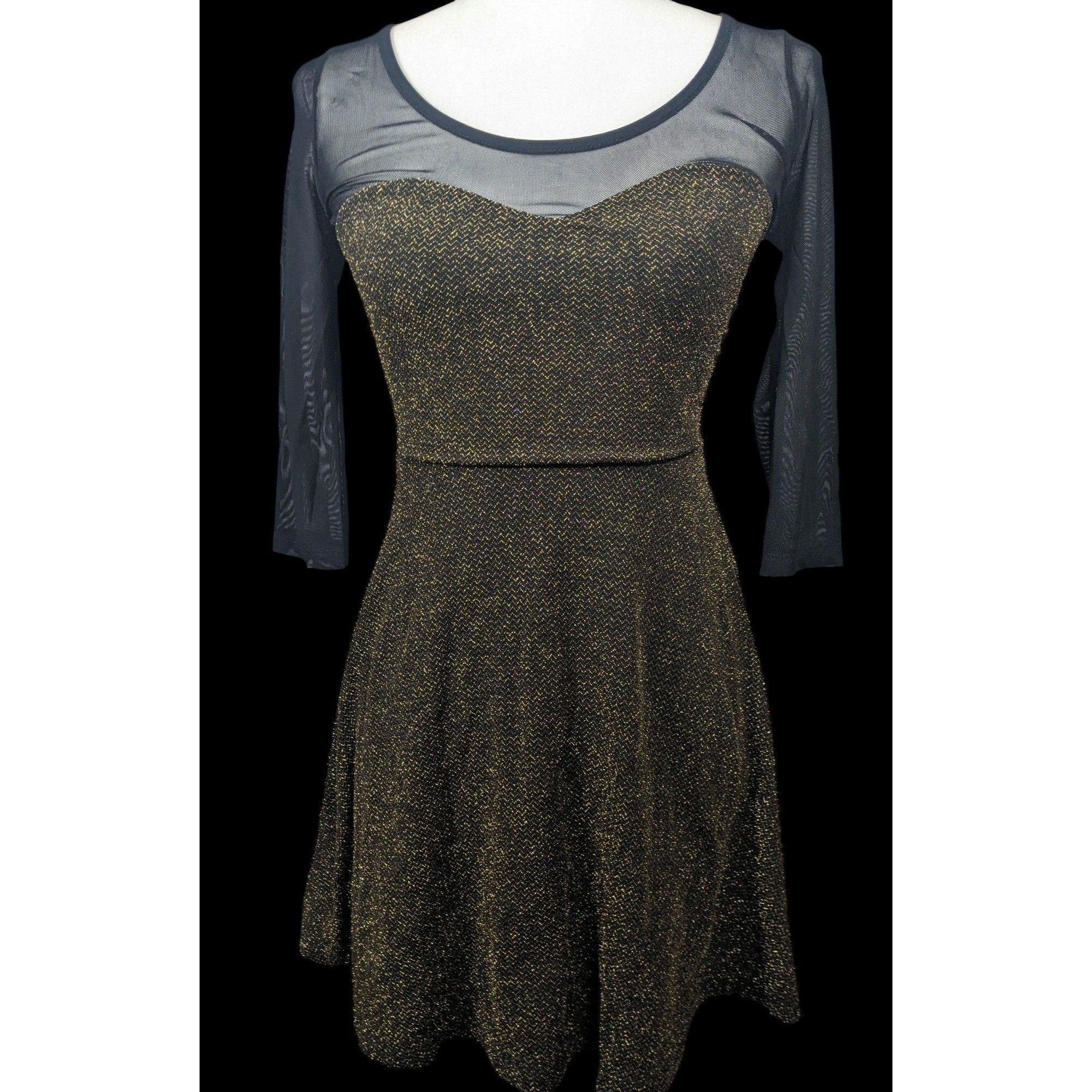 Other Material Girl Gothic Glam 80s Style Black And Gold Mesh Top Size S / US 4 / IT 40 - 2 Thumbnail