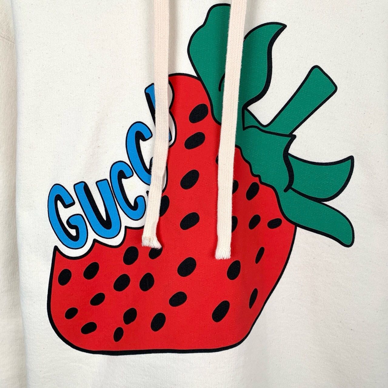 Gucci Gucci Hoodie Logo Strawberry Print Cream (Size XS) Size XS / US 0-2 / IT 36-38 - 6 Thumbnail