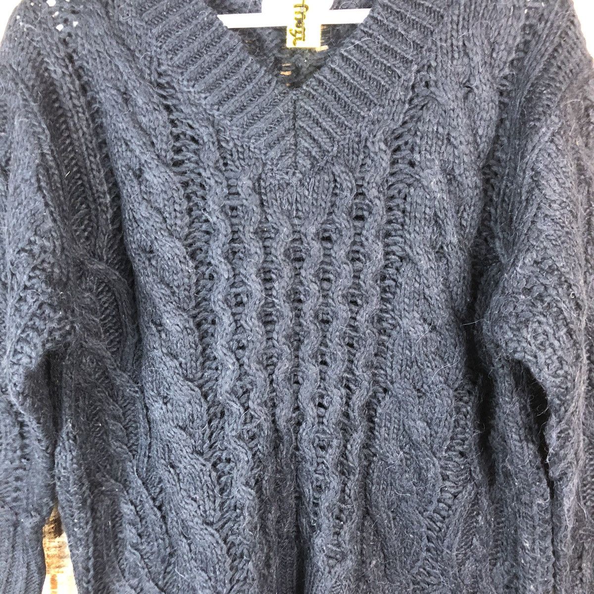 Homespun Knitwear × Japanese Brand Mila Owen Dark Blue cable Knitwear #A2055 Size L / US 10 / IT 46 - 6 Thumbnail