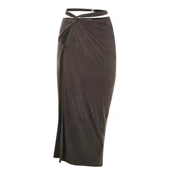 Jacquemus o1g2r1mq1024 Midi Skirt in Brown Size 30" / US 8 / IT 44 - 2 Thumbnail
