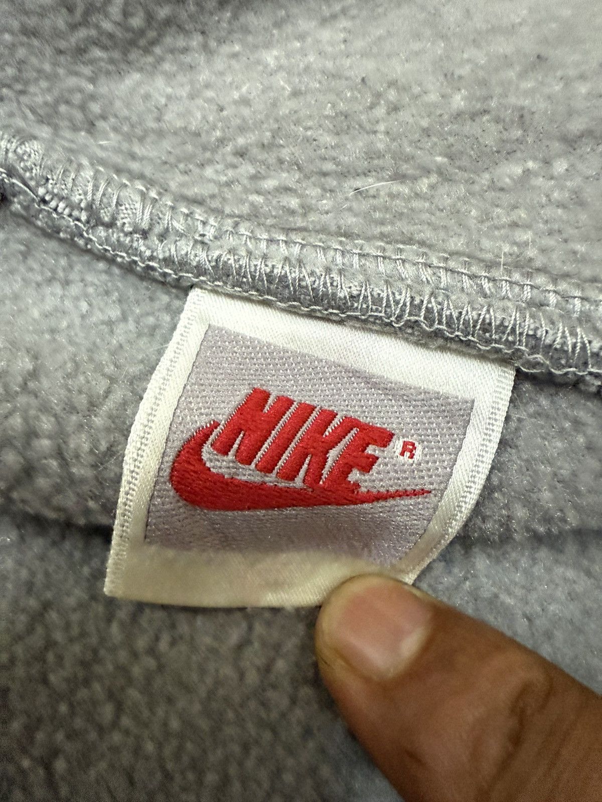 Nike × Vintage Vintage 90s Nike Swoosh Boxy Fleece Zip up Sweater Size US L / EU 52-54 / 3 - 7 Thumbnail