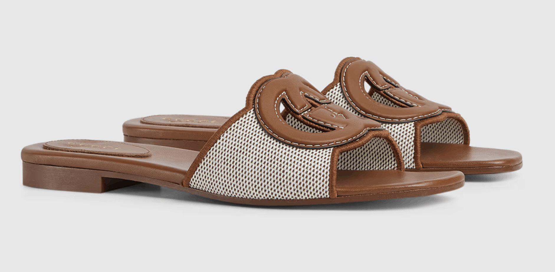 Gucci Gucci GG Interlocking Logo Brown Flat Slide Sandal 42 Size US 12 / IT 42 - 1 Thumbnail