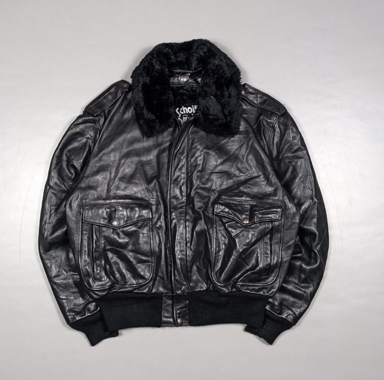 Schott 80s Schott N.Y.C. Patina Black Suede Leather Bomber Jacket