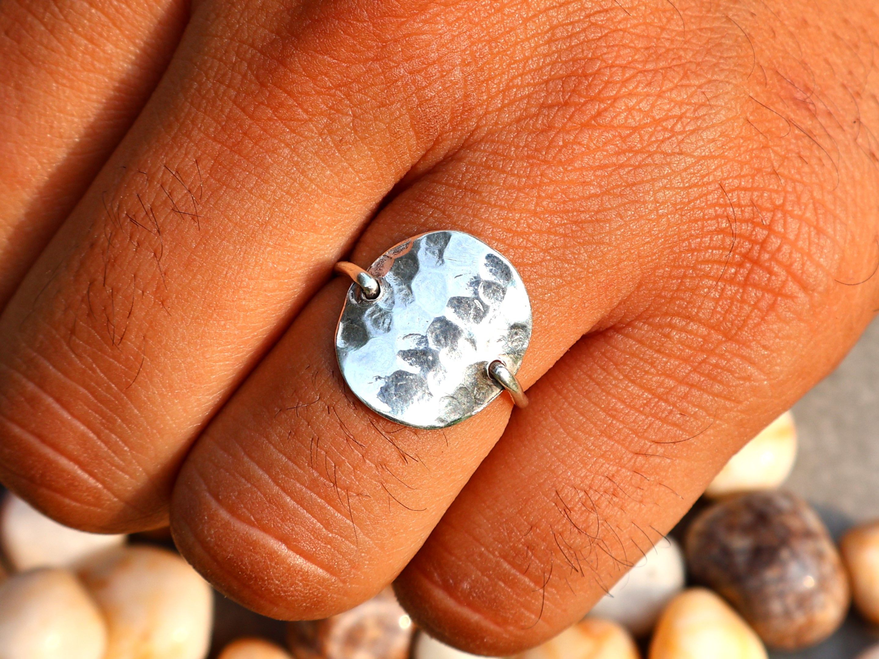 Handmade Hammered Ring, 925 Sterling Silver Ring, Handmade Women Ring Size ONE SIZE - 6 Thumbnail