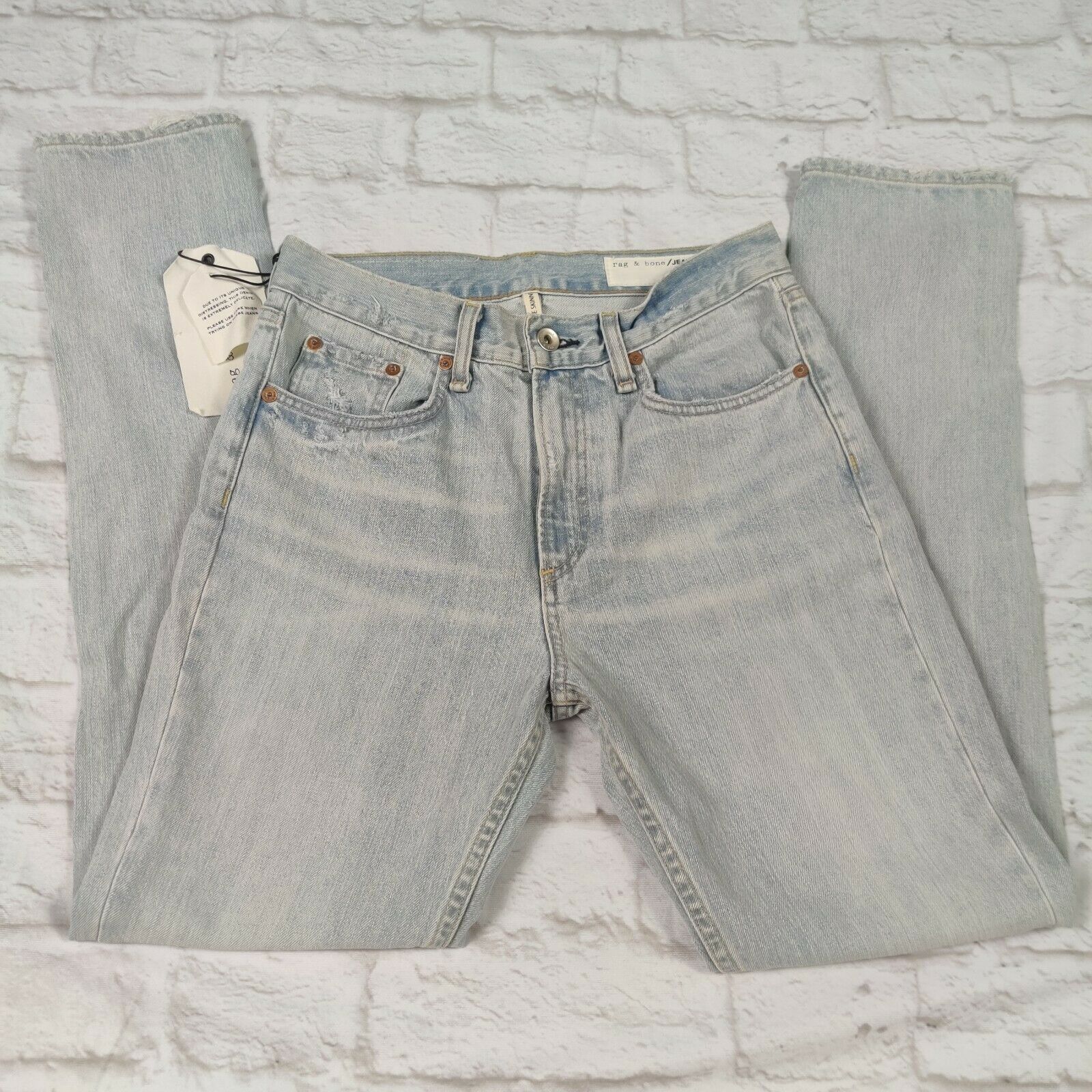 Rag & Bone rag & bone 26 High Rise Skinny Glena Jeans Light Wash Raw He Size 26" / US 2 / IT 38 - 11 Thumbnail