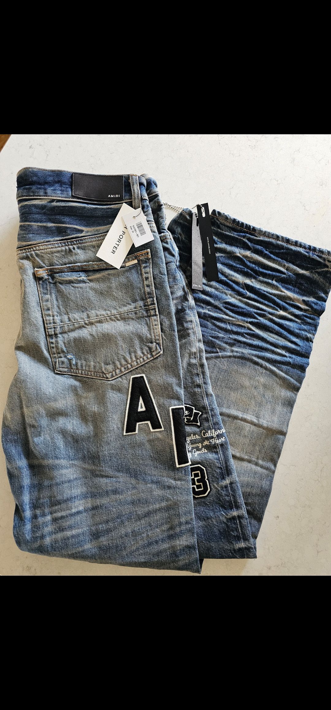 Amiri Amiri Patchwork “Champions 23” Jeans Blue Sz 34 BNWT Size US 34 / EU 50 - 6 Thumbnail