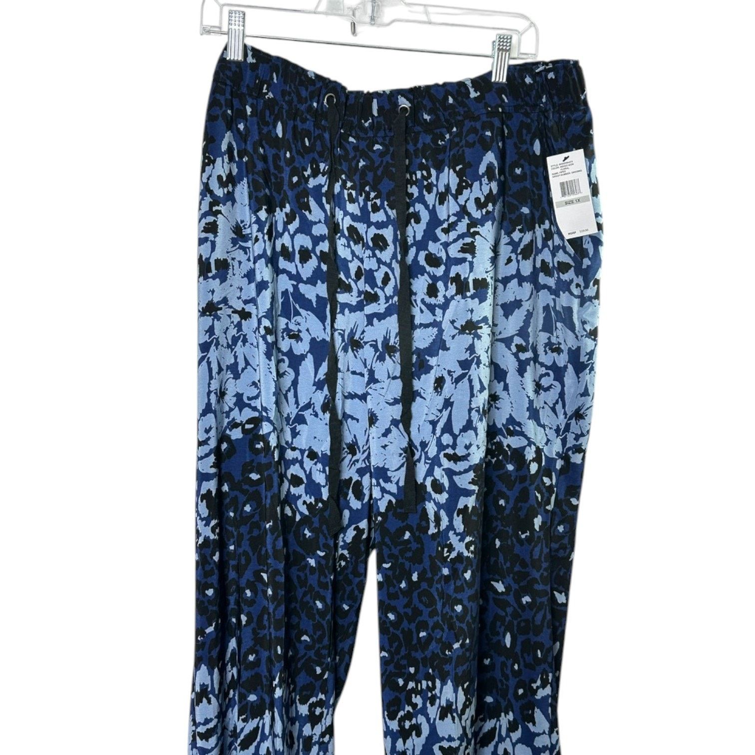 Jessica Simpson Jessica Simpson Blue Floral Wide Leg Palazzo Pants 1X New Size 42" / US 20 - 2 Thumbnail