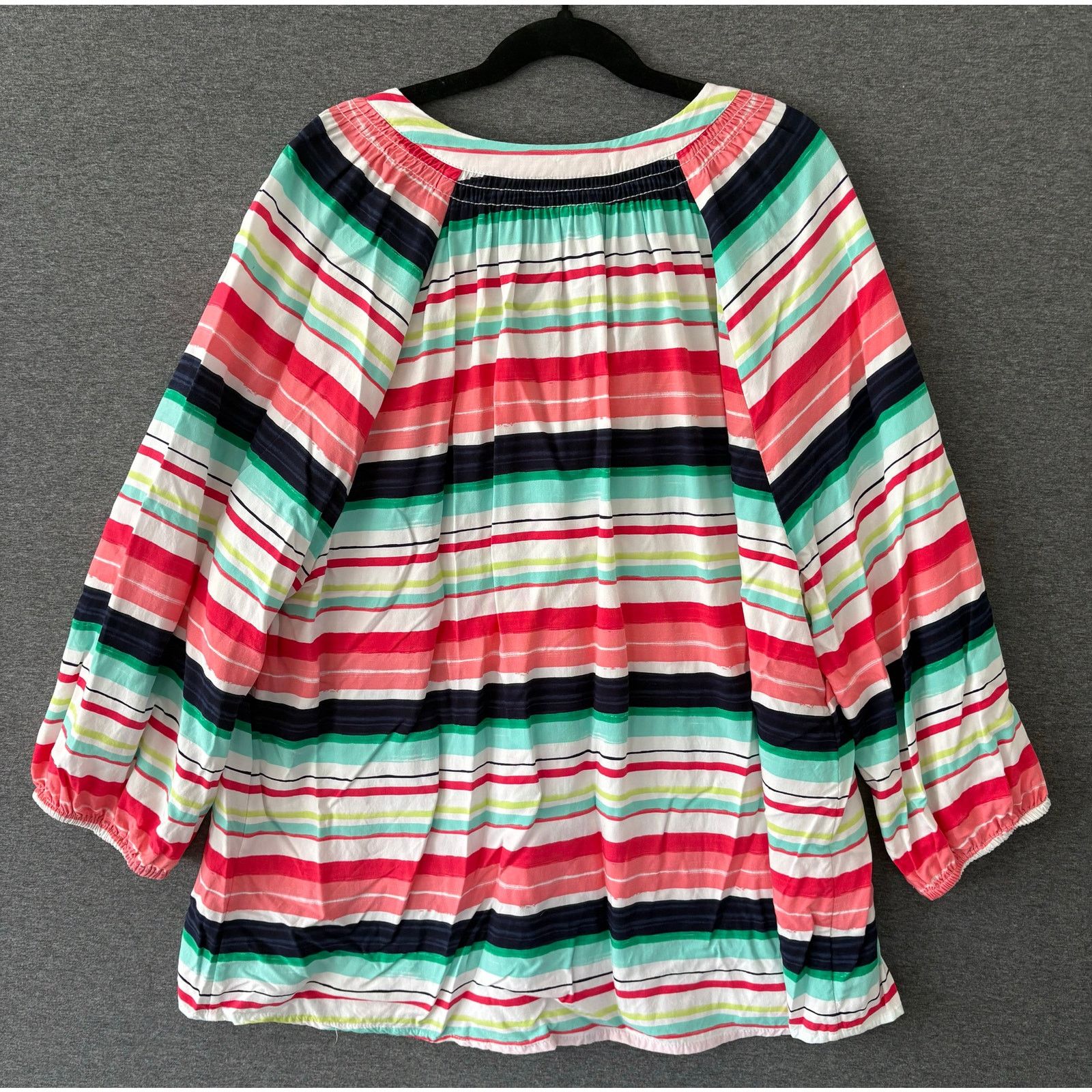 Other Crown & Ivy | Petite Colorful Stripes Peasant Blouse | PXL Size XL / US 12-14 / IT 48-50 - 2 Thumbnail