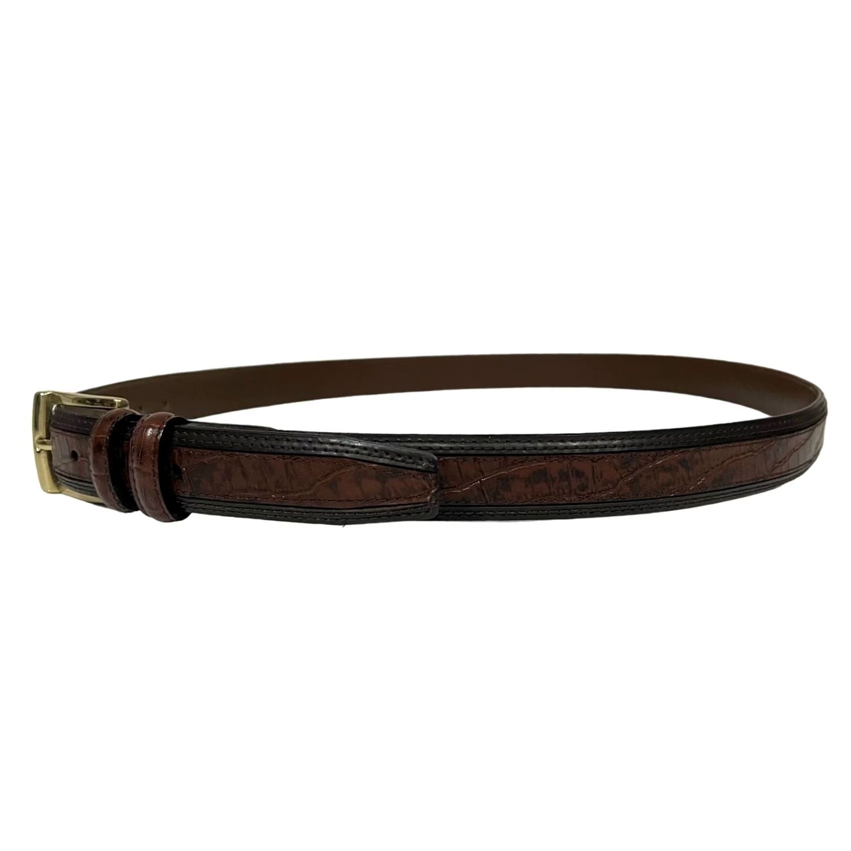 Vintage Scandia woods Belt Men 2XL Big & Tall Brown Leather Crocodile Texture Size ONE SIZE - 7 Thumbnail