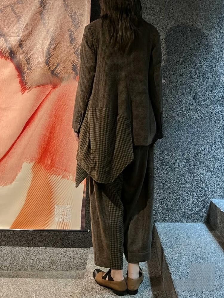 Ziggy Chen ziggy chen 23AW houndstooth 100% virgin wool wide trousers Size US 28 / EU 44 - 8 Thumbnail