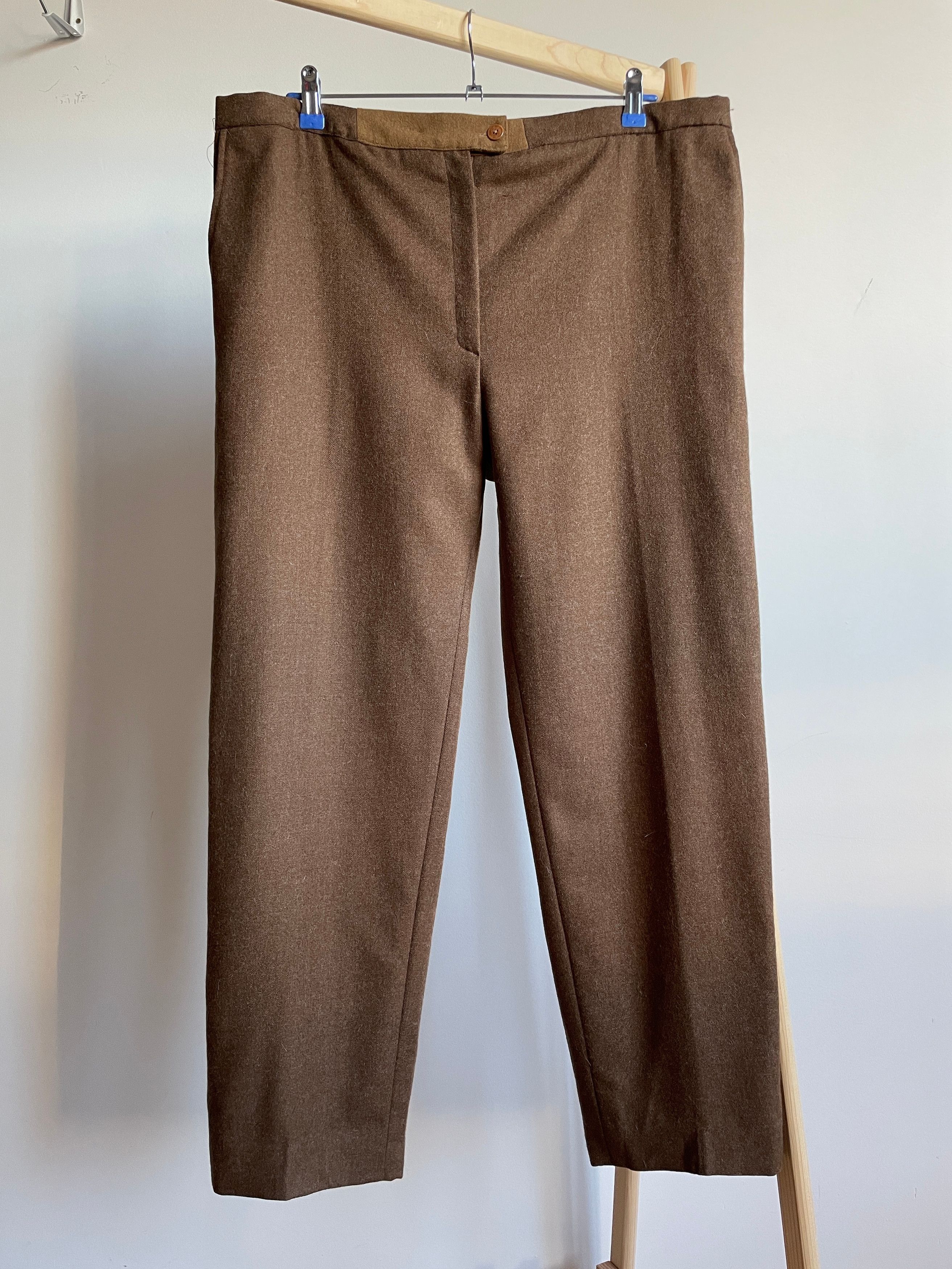 image of Celine Paris Soria Womens Vintage 80's Wool Trousers Size 38 in Brown