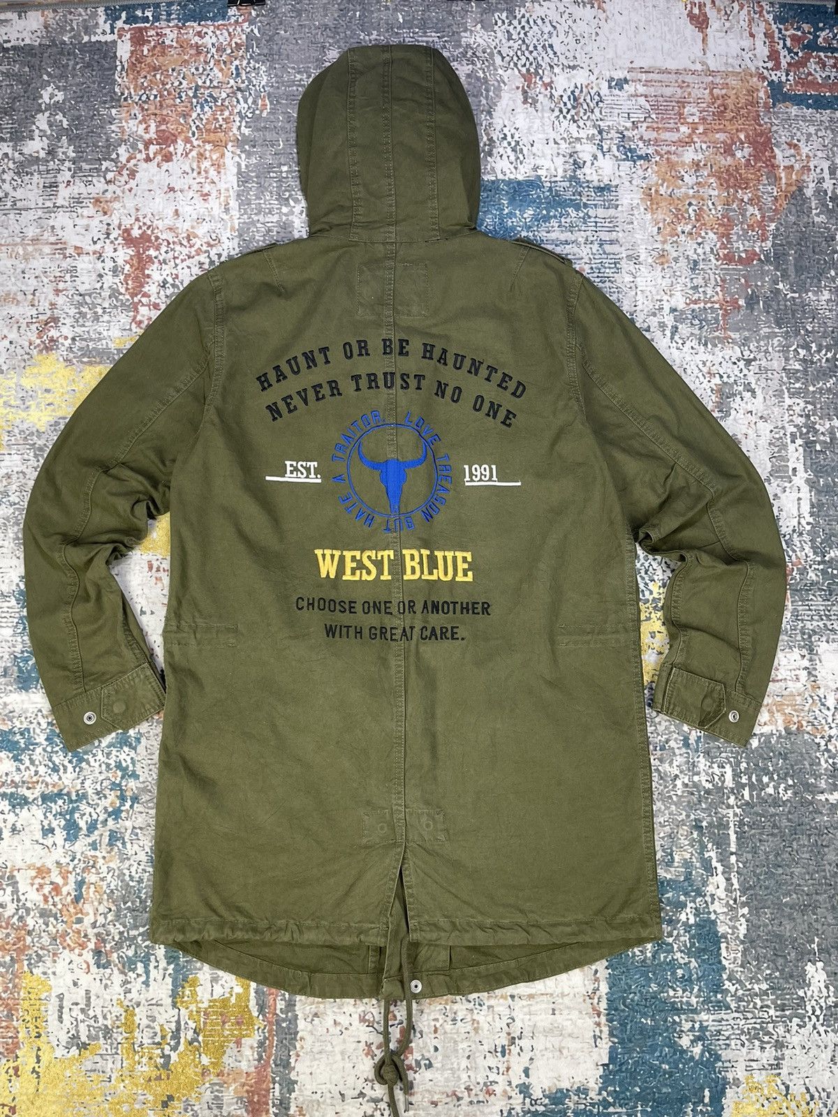 Pull & Bear Pull & Bear West Blue Big Logo Military Type Parka Size US L / EU 52-54 / 3 - 1 Thumbnail