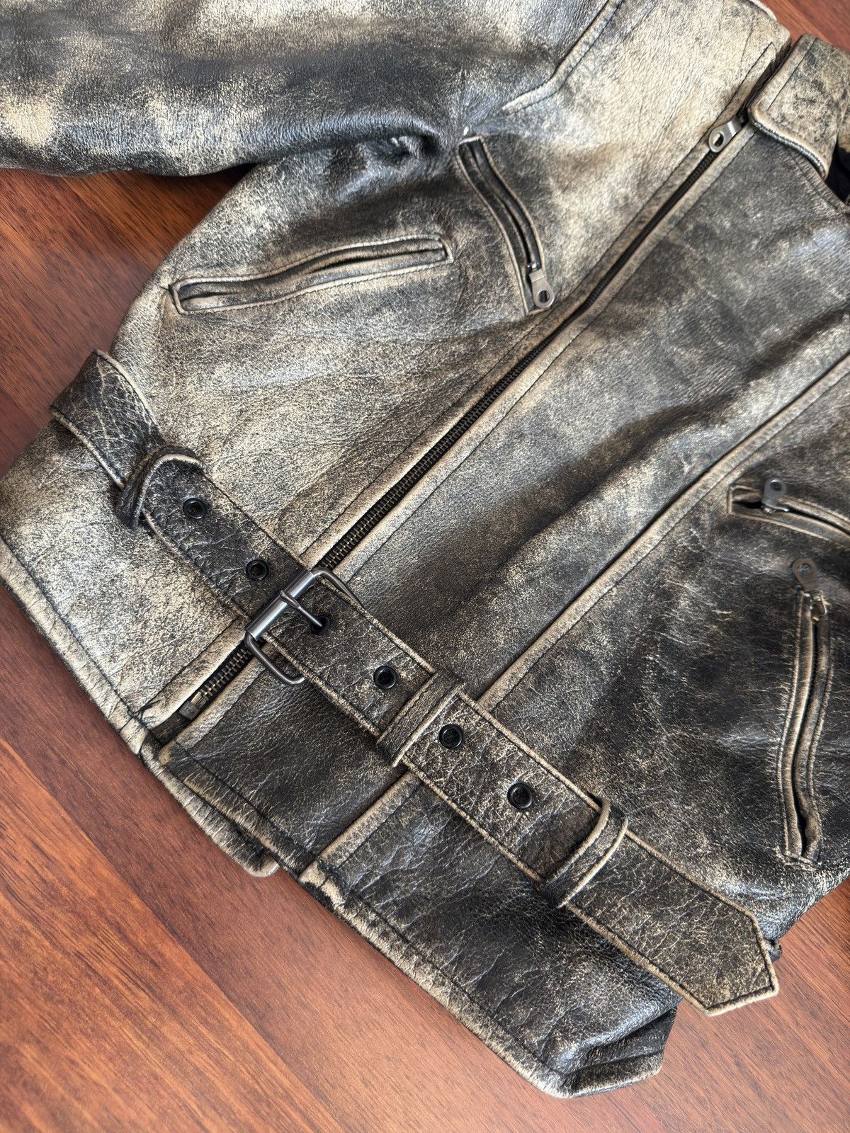 Other Vintage Distressed Heavy Leather Biker Jacket Size US S / EU 44-46 / 1 - 9 Thumbnail
