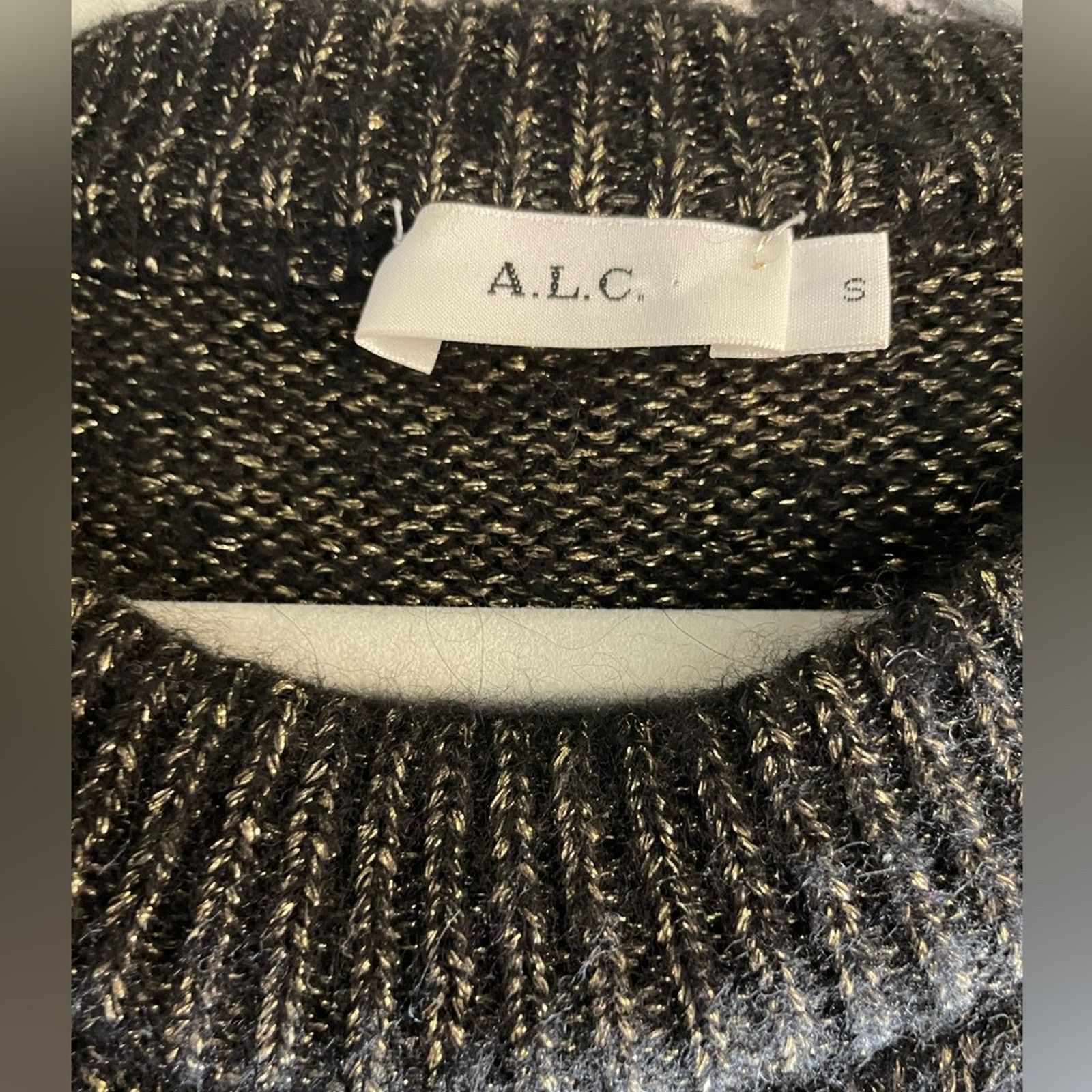 A.L.C. A.L.C. Charcoal Alpaca Black Sweater with gold lurex. Size S / US 4 / IT 40 - 3 Thumbnail