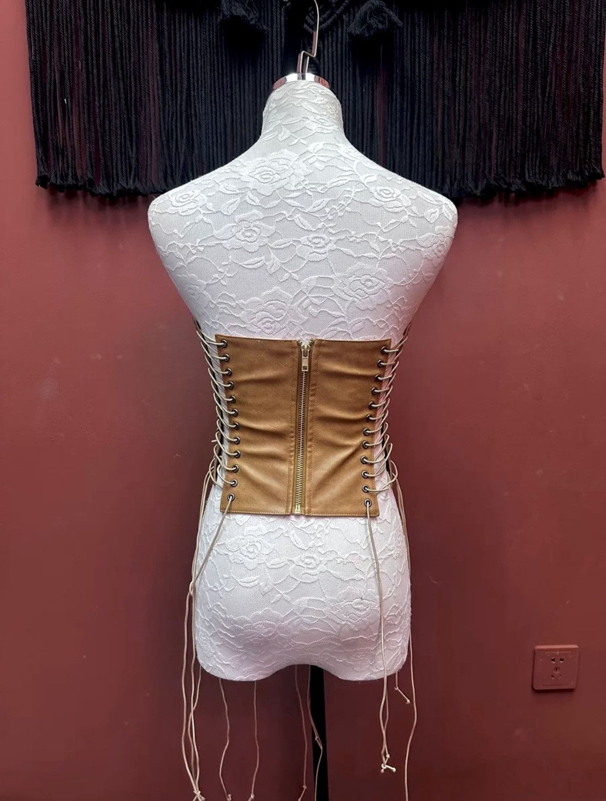 Designer gothic inspired adjustable faux leather lace up corset top Size ONE SIZE - 8 Thumbnail