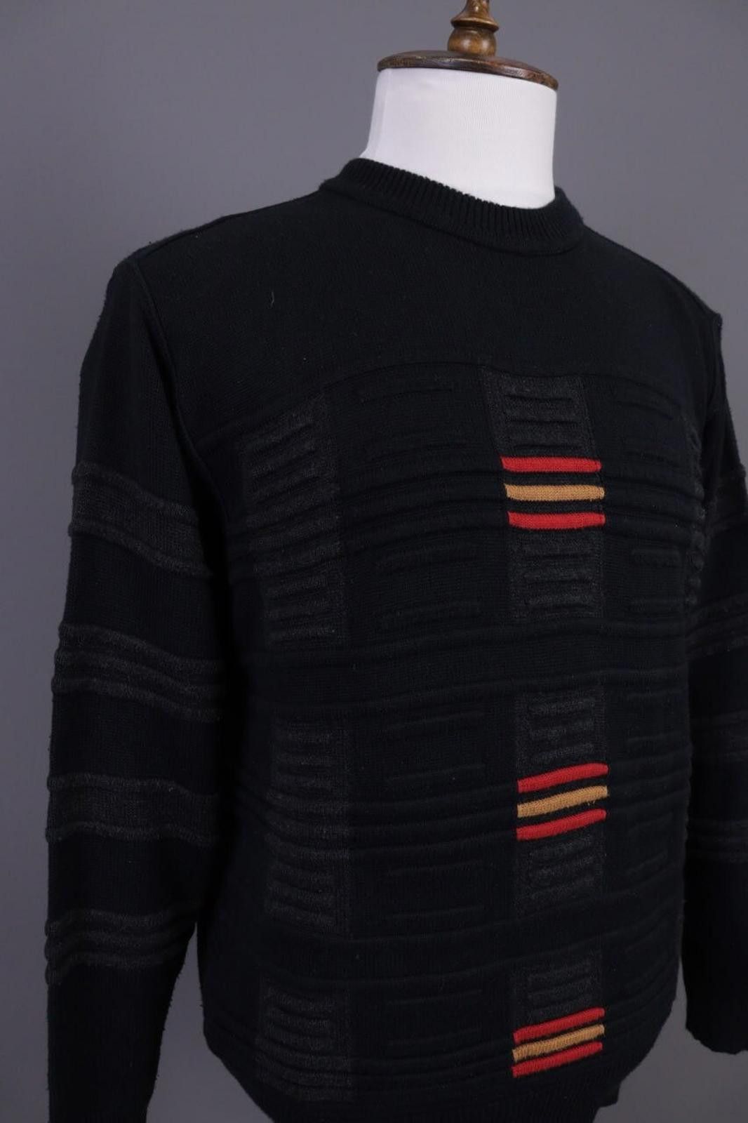 Carlo Colucci Carlo Colucci Black Striped Designer Sweater Size 50 Size US M / EU 48-50 / 2 - 5 Thumbnail