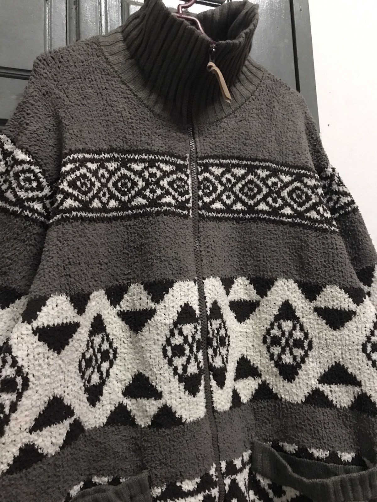 Aran Isles Knitwear Bayflow Knitwear Grey White Colour Fullzip Size US L / EU 52-54 / 3 - 3 Thumbnail