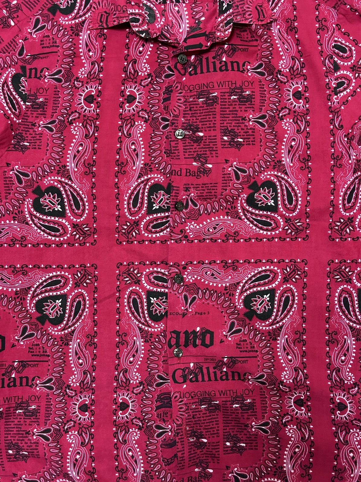 John Galliano JOHN GALLIANO Newspaper Print Paisley Shirt Size L / US 10 / IT 46 - 3 Thumbnail