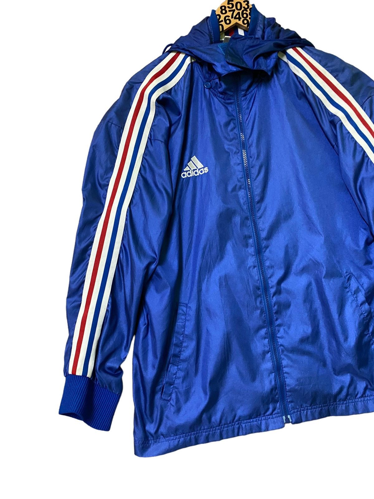 Adidas Vintage Adidas France Style Windbreaker Hoodie Size US XL / EU 56 / 4 - 3 Thumbnail