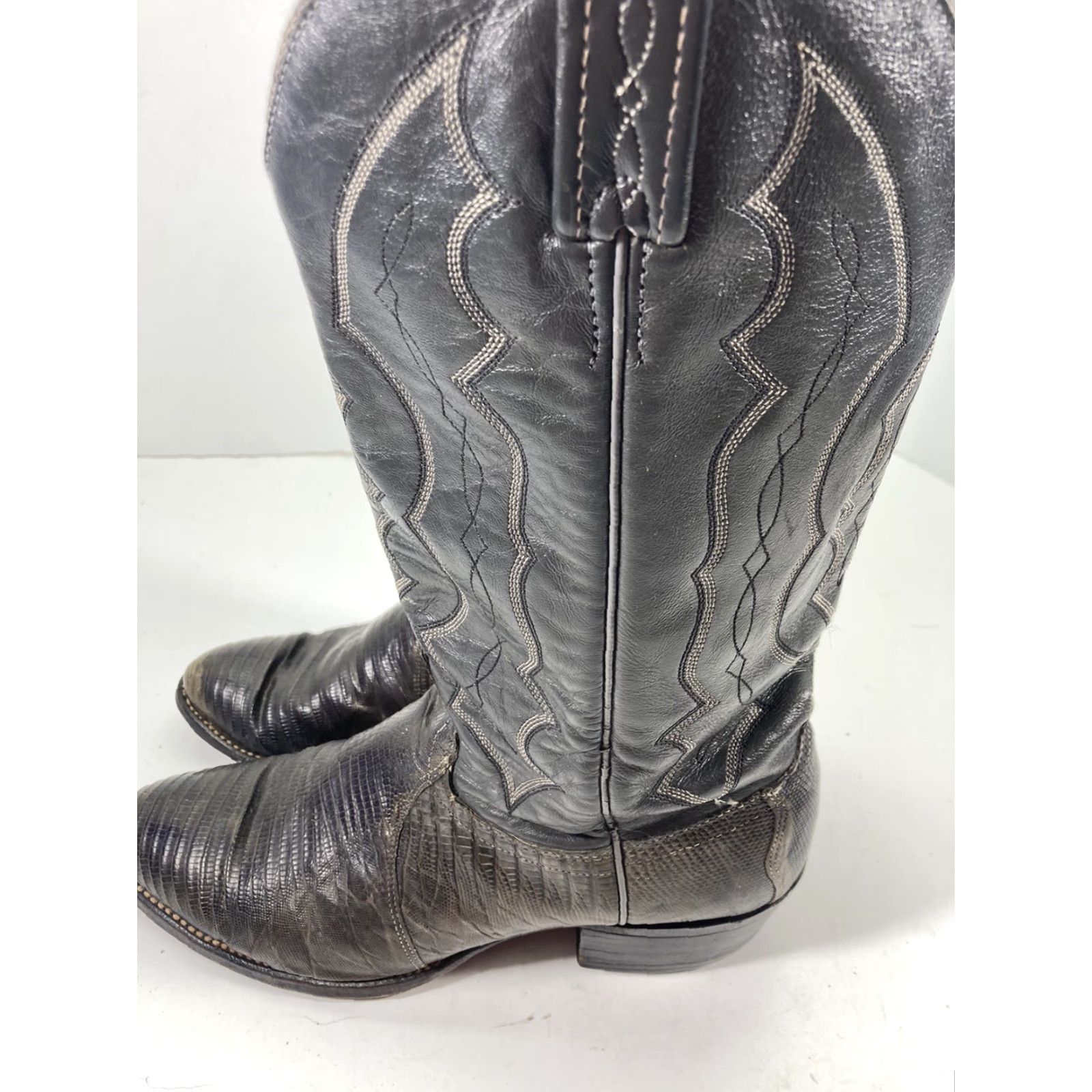 Vintage VINTAGE J. Chisholm Western Boots Men Size 9.5 D Gray Lizard Leather USA Size US 10 / EU 43 - 5 Thumbnail