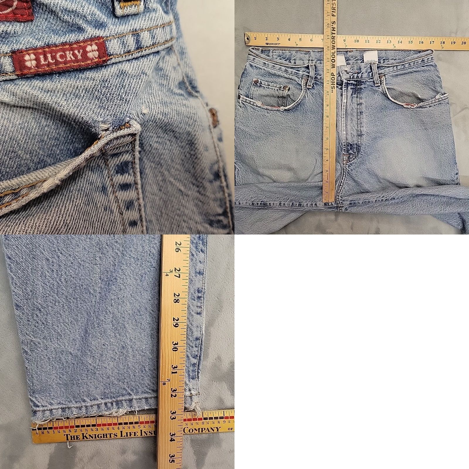 Lucky Brand VINTAGE Lucky Brand Jeans Mens 34 Blue Straight Leg Distressed Made In USA 90s Size US 34 / EU 50 - 9 Thumbnail