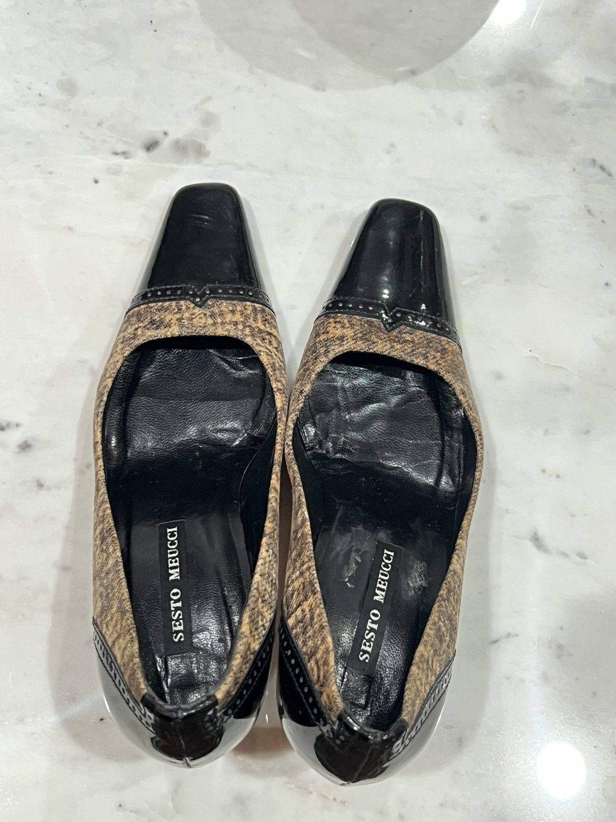 Other Sesto Meucci Mory Boroque Black and Brown Heels Size US 5.5 / IT 35.5 - 2 Thumbnail