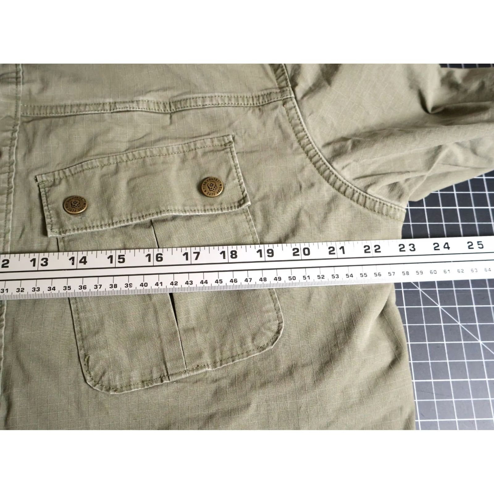 Vintage Zero Foxtrot Chore Jacket Mens Medium Green Ripstop Cotton Snap Button Military Jacket Size US M / EU 48-50 / 2 - 5 Thumbnail