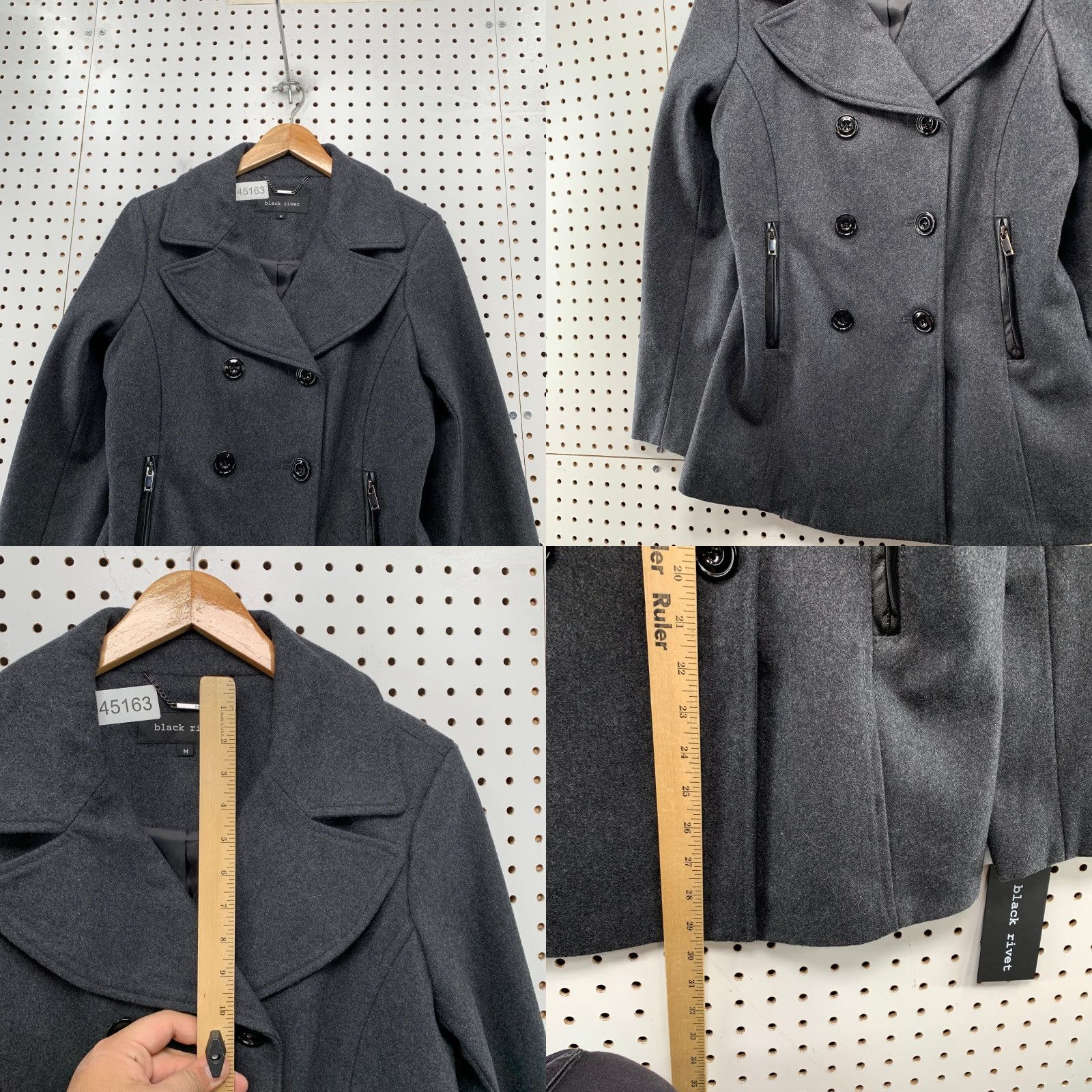 Doublet **Womens Black Wool Double Breasted Peacoat Medium Business Work NWT** User: **Womens Medium Black Wool Double Breasted Peacoat Business Work NWT** Size M / US 6-8 / IT 42-44 - 8 Thumbnail