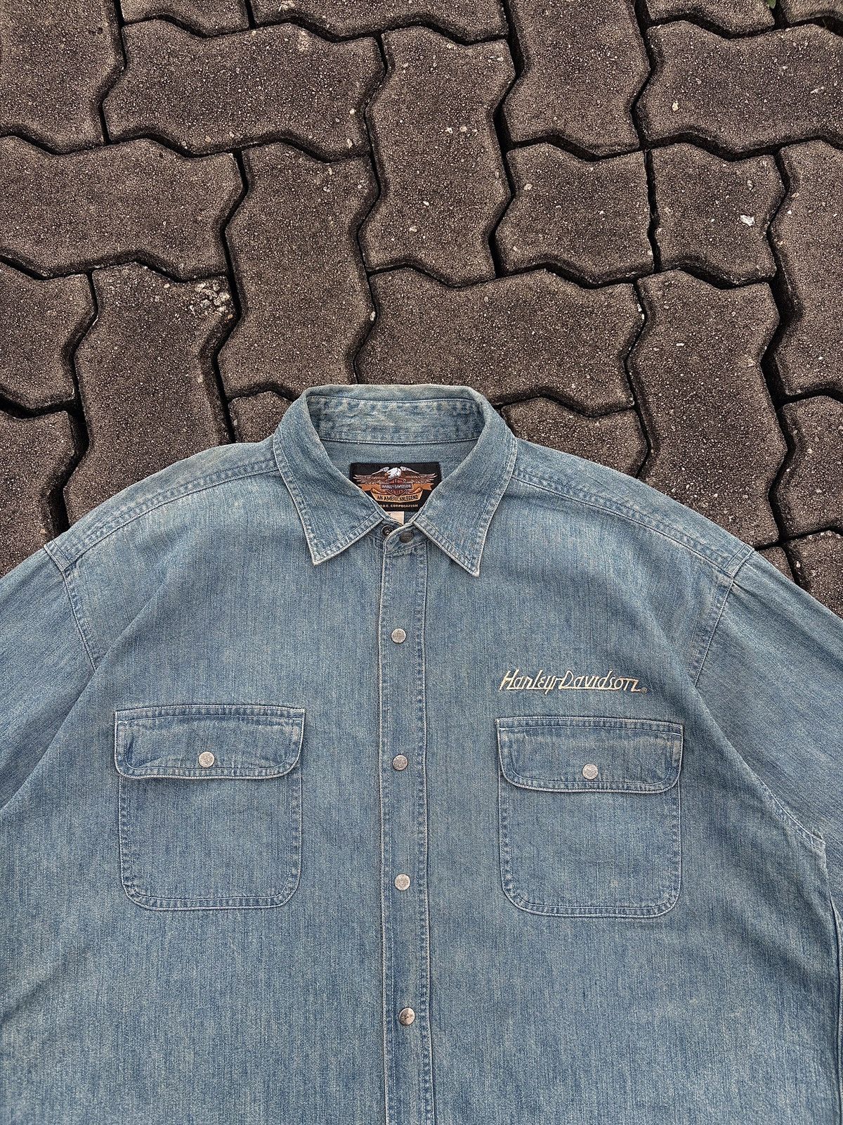 Harley Davidson Vintage Harley-Davidson Biker Denim Shirt Rider Size US XL / EU 56 / 4 - 6 Thumbnail