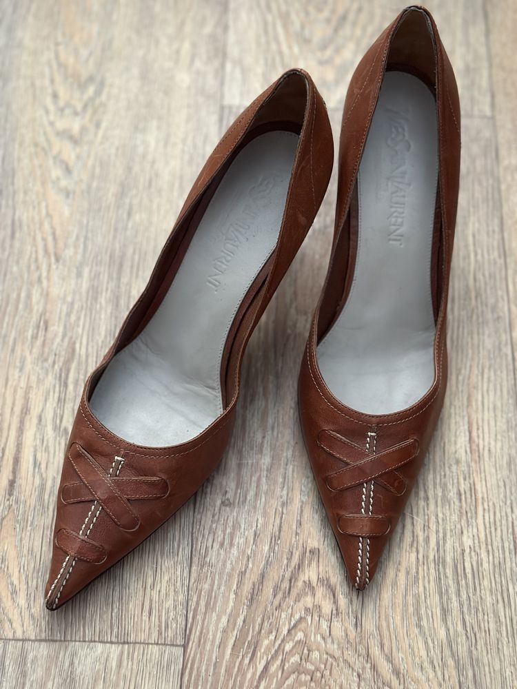 Yves Saint Laurent Yves Saint Laurent Vintage Heels Leather Shoes Size US 7 / IT 37 - 2 Thumbnail