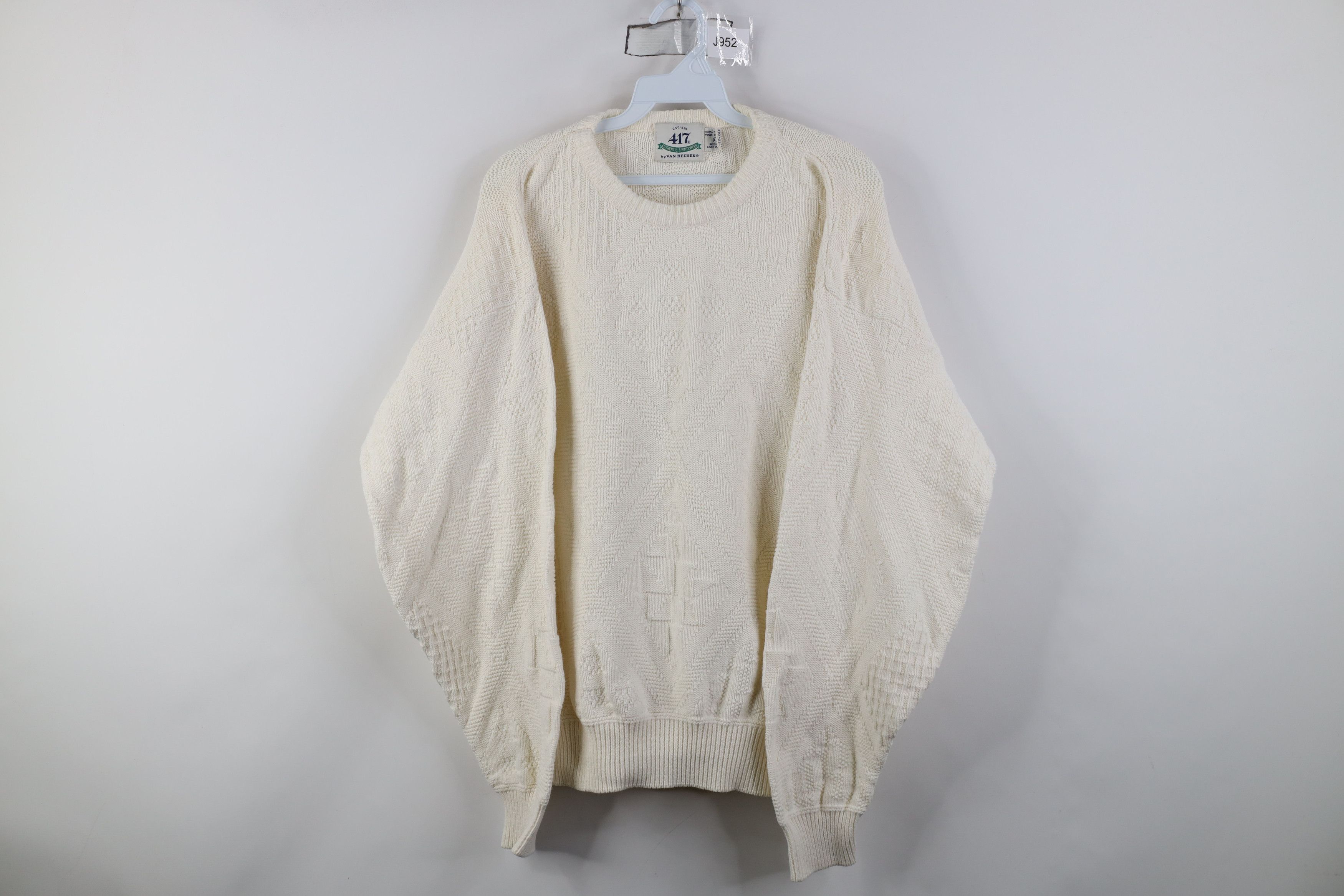 Vintage Vintage 90s Streetwear Geometric Knit Crewneck Sweater USA Size L / US 10 / IT 46 - 1 Thumbnail
