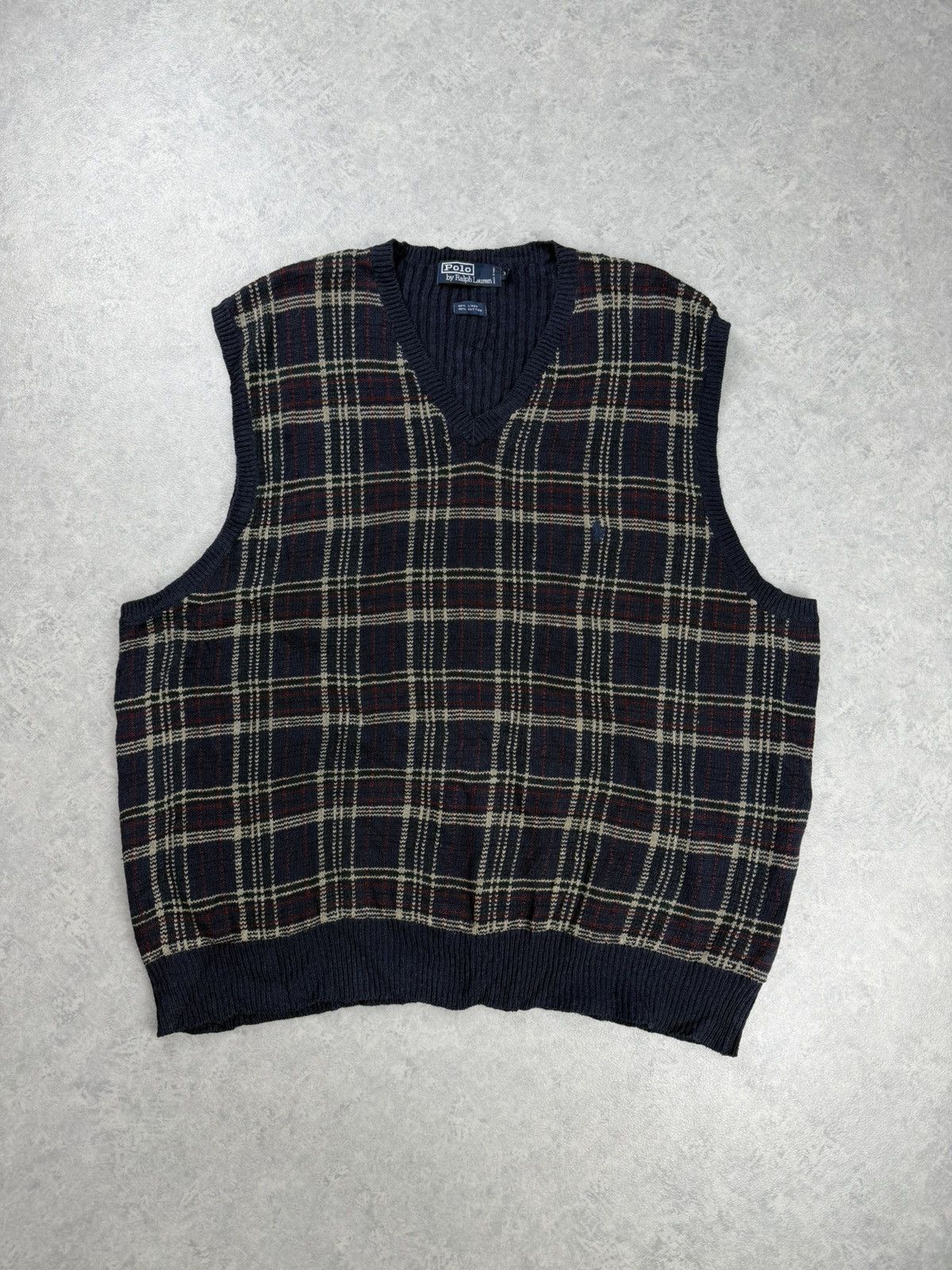 Polo Ralph Lauren Polo Ralph Lauren Plaid Knit Sweater Vest V-Neck Size XL Size US XXL / EU 58 / 5 - 1 Thumbnail