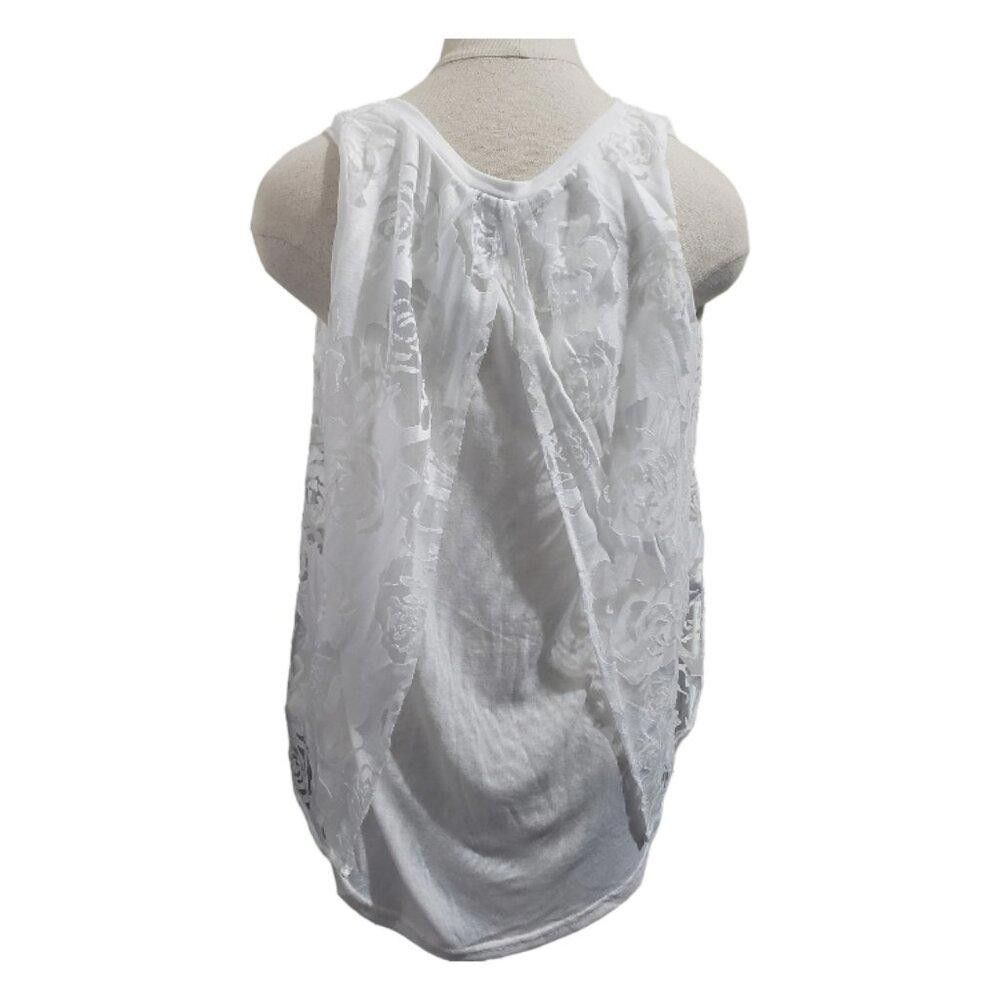 Designer CT1677 Ethyl Ladies White Floral Lined Sleeveless Shirt S Size S / US 4 / IT 40 - 4 Thumbnail