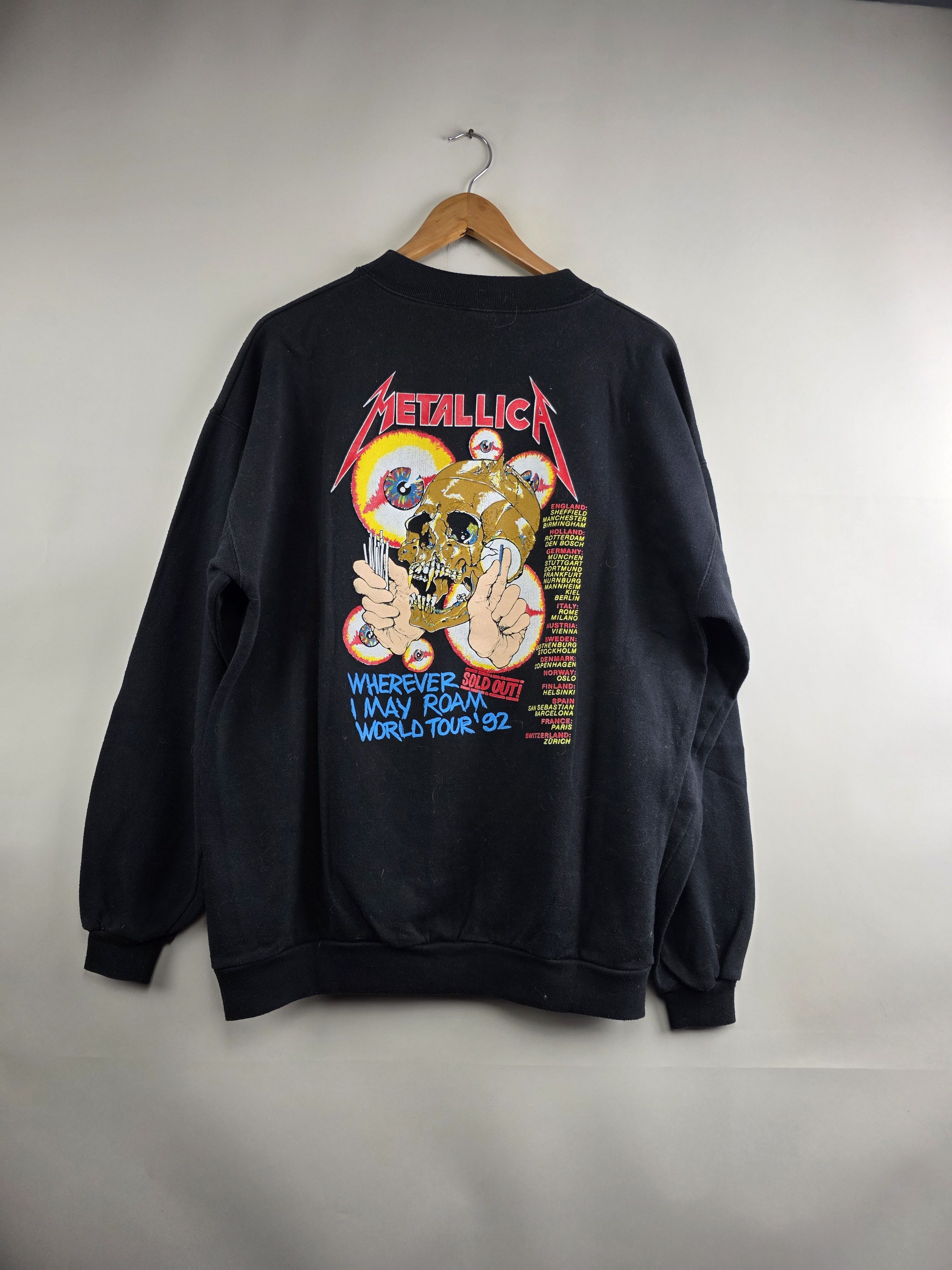 Band Tees × Metallica × Vintage 1992 Metallica wherever I may roam World Tour Crew neck L Size US L / EU 52-54 / 3 - 5 Thumbnail