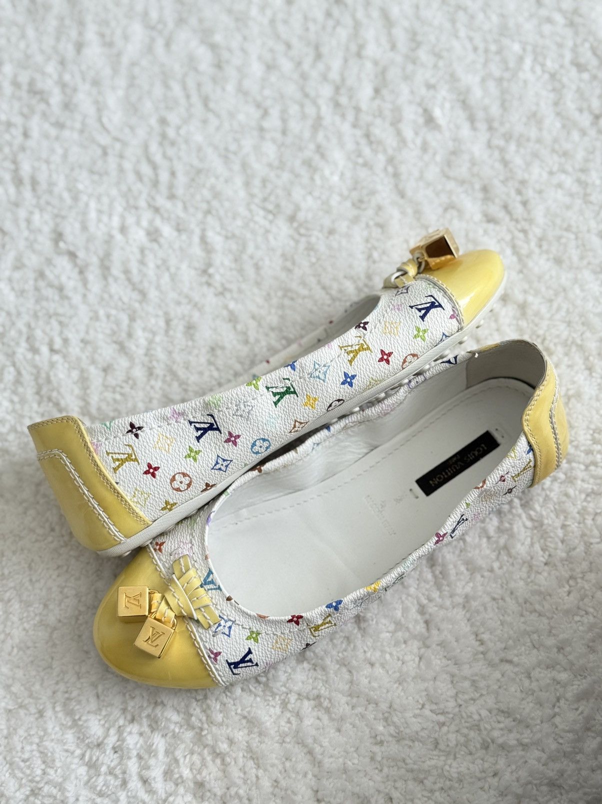 Louis Vuitton × Takashi Murakami LOUIS VUITTON White Monogram Multicolor Ballet Flats Ledies Size US 7 / IT 37 - 8 Thumbnail