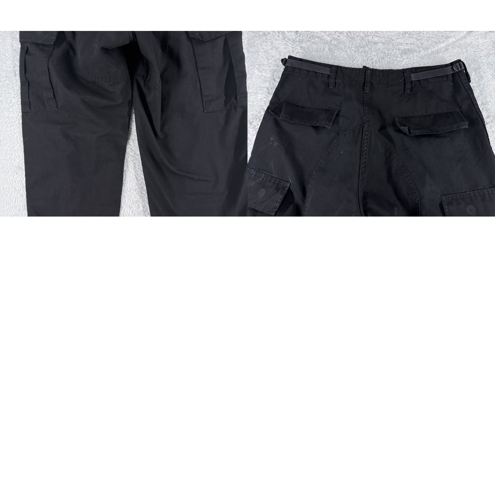 Vintage Galls Cargo Pants Mens Regular Black Cotton Canvas Cargo Pocket Relaxed Straight 30in Inseam 34in Waist Baggy Workwear Military Style Trousers Size US 31 - 10 Thumbnail
