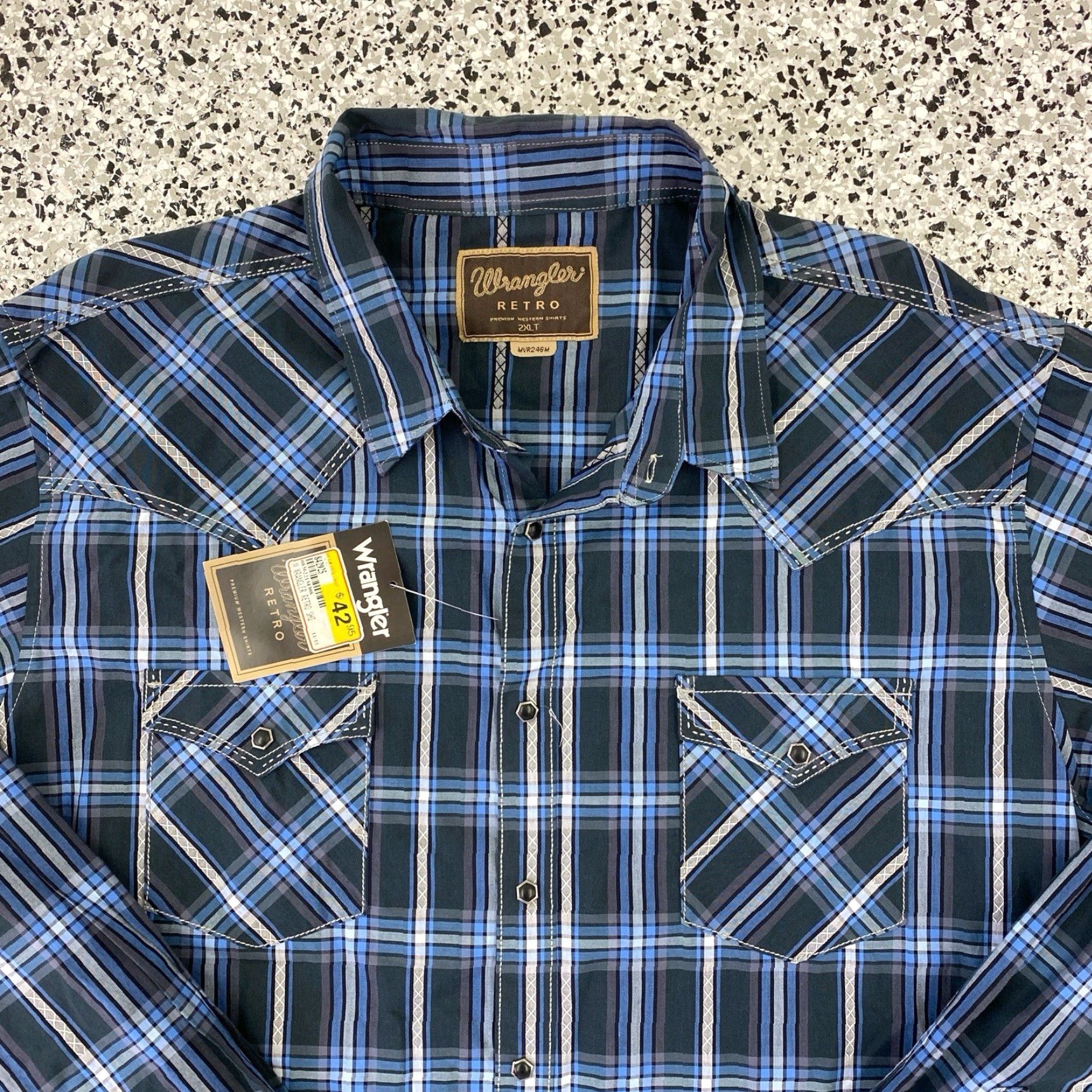 Wrangler Wrangler Shirt Men 2XLT Plaid Western Retro Pearl Snap Cowboy Button-Up Long Sleeve Vol. New with Tags Size US XXL / EU 58 / 5 - 2 Thumbnail