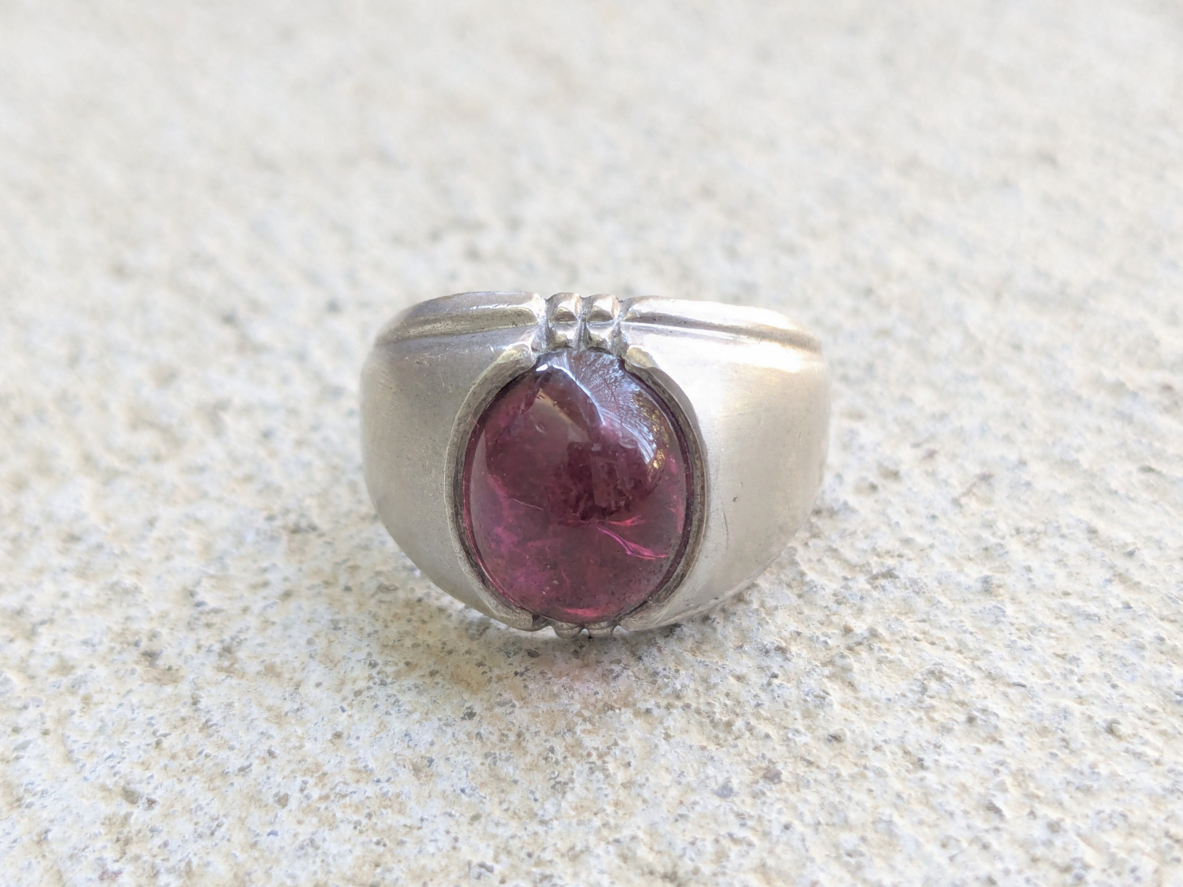Jewelry Vintage Sterling Silver Ring Pink Oval Cabochon 8.25 Size ONE SIZE - 3 Thumbnail