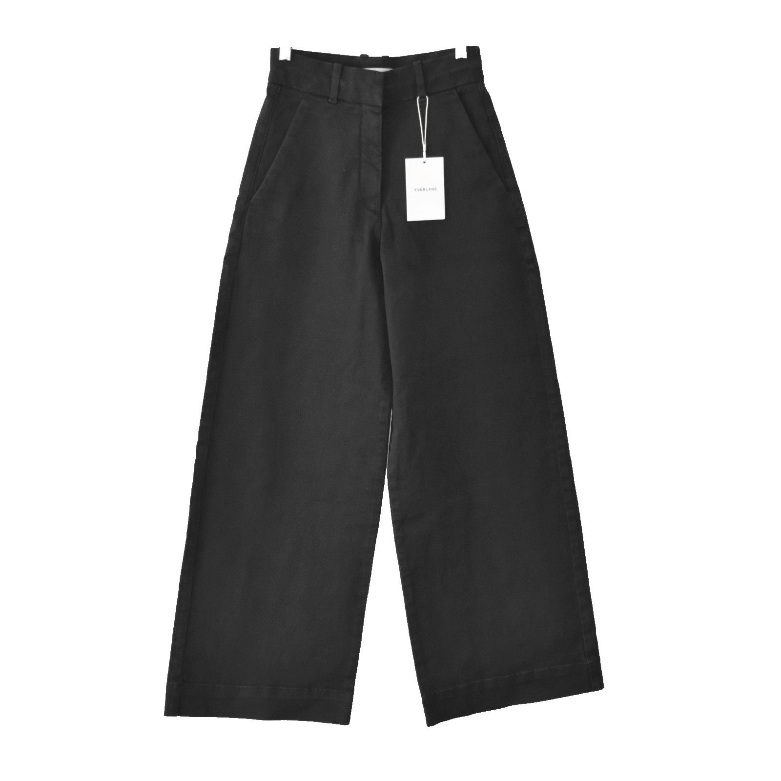 Everlane NWT EVERLANE Black Cotton Wide Leg Trouser Pants Size 00 Size 24" / US 00 / IT 34 - 1 Thumbnail