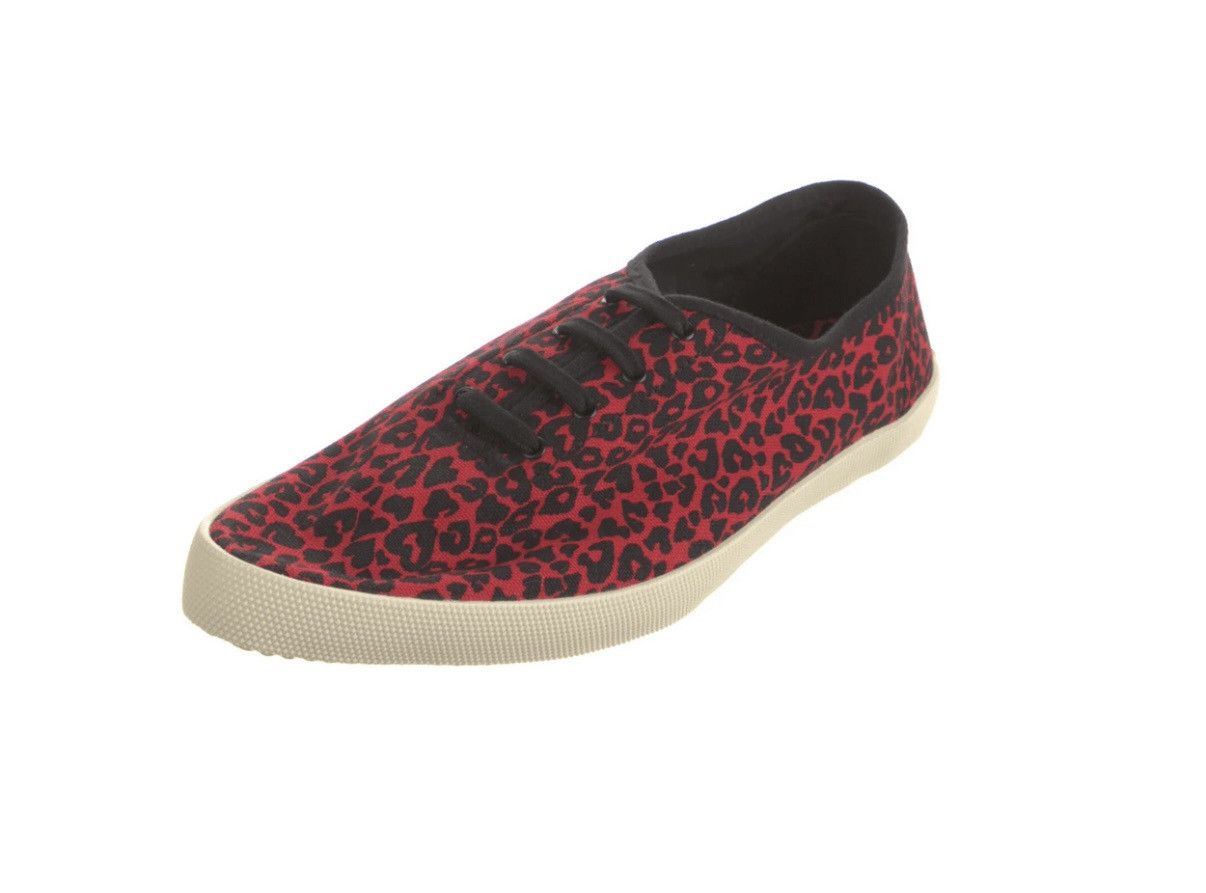 Saint Laurent Paris Sid 05 Red Leopard Print Low Tops Size 42 NIB Size US 9 / EU 42 - 2 Thumbnail