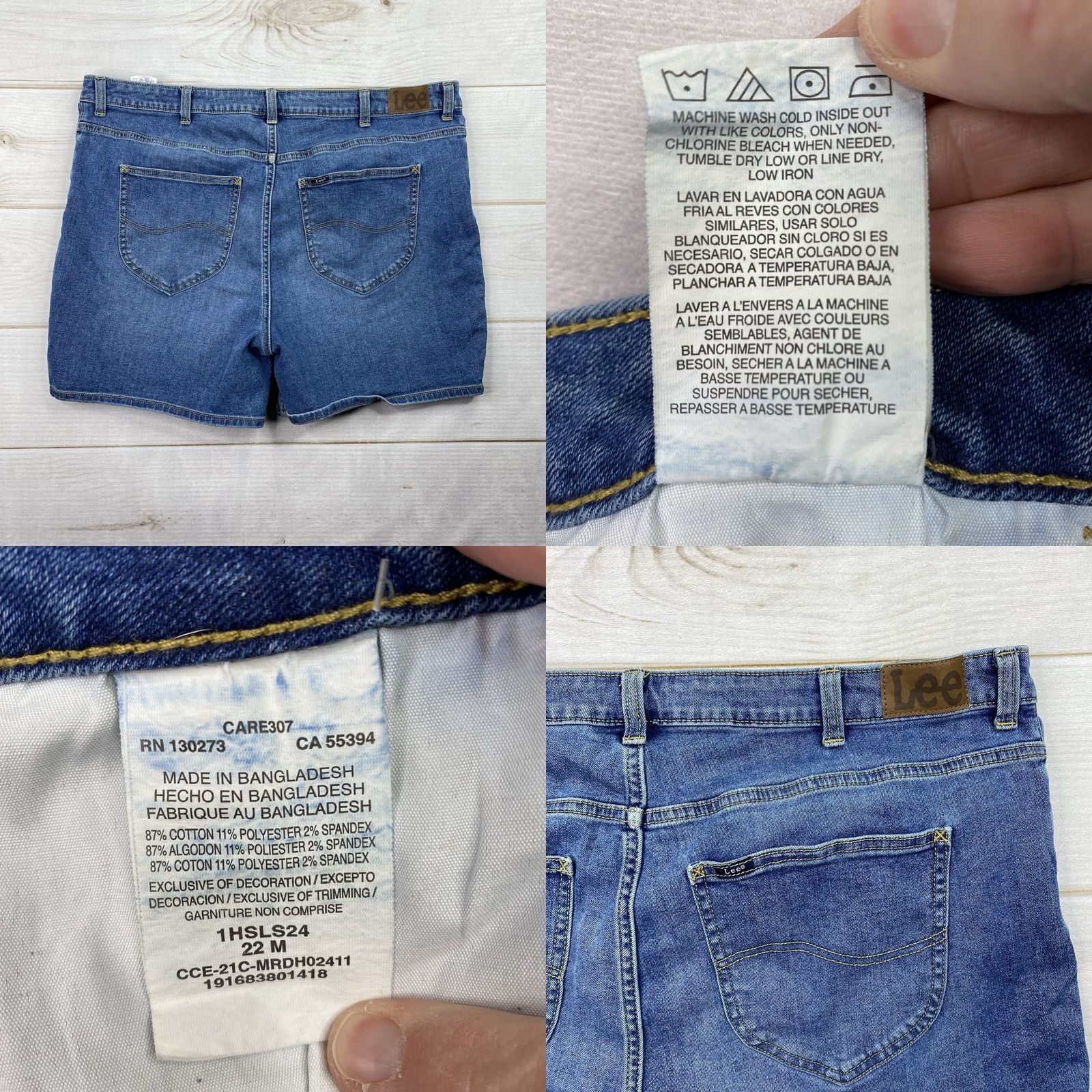 Lee Lee Shorts Womens 22 Slim High Rise Medium Wash Denim 5" Inseam Stretch Pockets 5-Pocket Design Casual Summer Spring Mens Womens Girls Boys Size 40" / US 18 - 8 Thumbnail