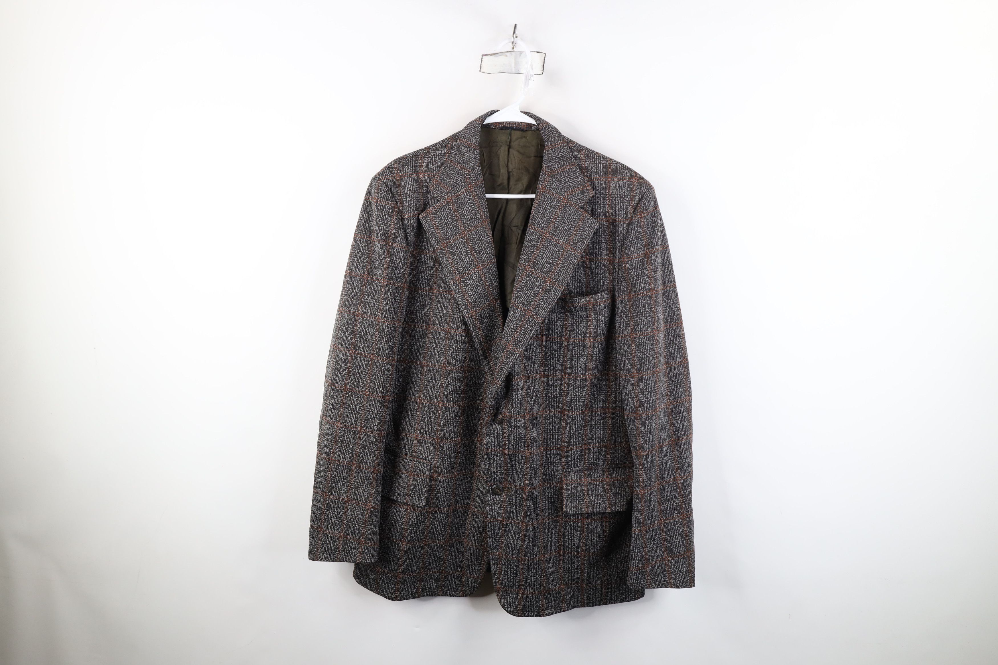 Vintage Vintage 70s Streetwear Plaid Knit Suit Coat Blazer Jacket Size US XL / EU 56 / 4 - 1 Thumbnail