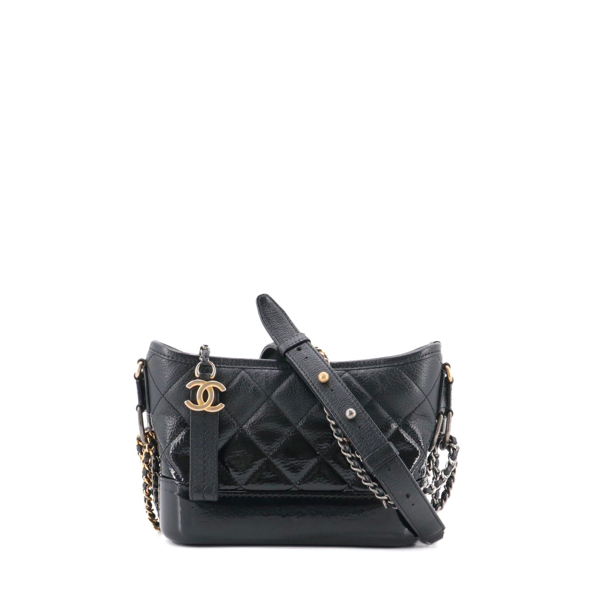 Chanel - Chanel Gabrielle Mini Shoulder Bag In Black Smooth And Patent Leather, Women's