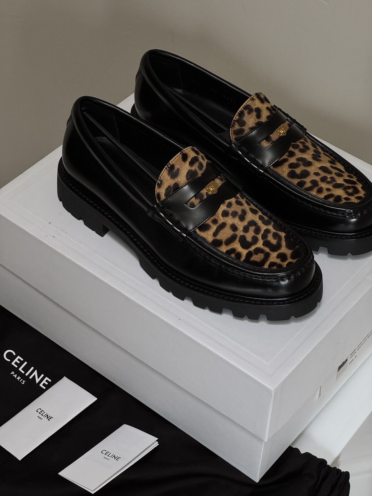 Celine Celine Homme Black Leopard Print Triomphe Loafers EU42 Size US 9 / EU 42 - 8 Thumbnail