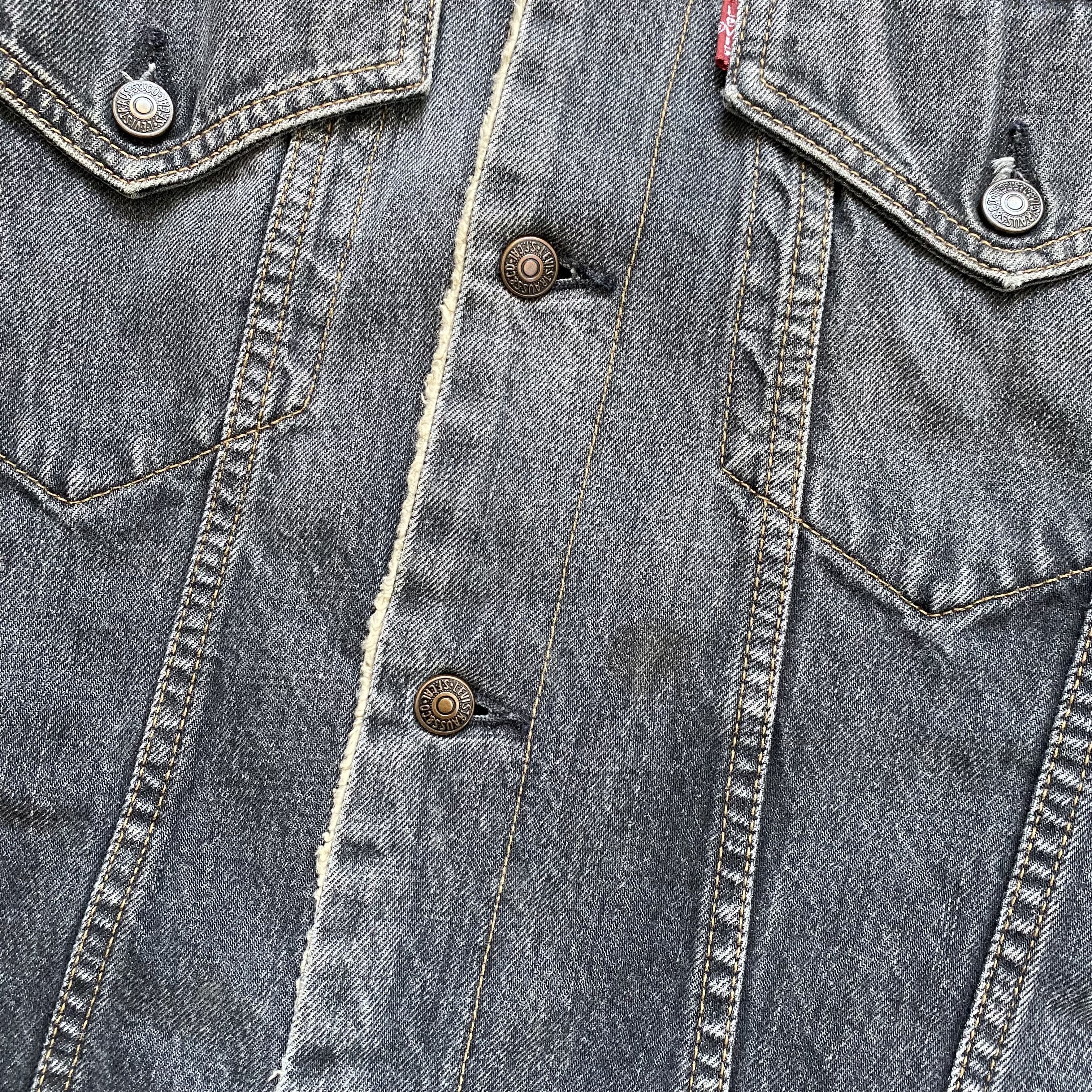 Levi's Vintage Clothing 🕷️ Vintage 00s Faded Levis Trucker Denim Sherpa jacket Y2K Size US M / EU 48-50 / 2 - 9 Thumbnail