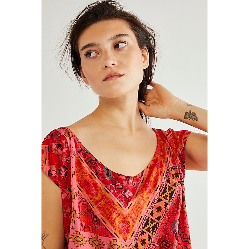 Free People New Blakely Boho Maxi Dress $148 SMALL Red Exaggerated Slit Size S / US 4 / IT 40 - 2 Thumbnail