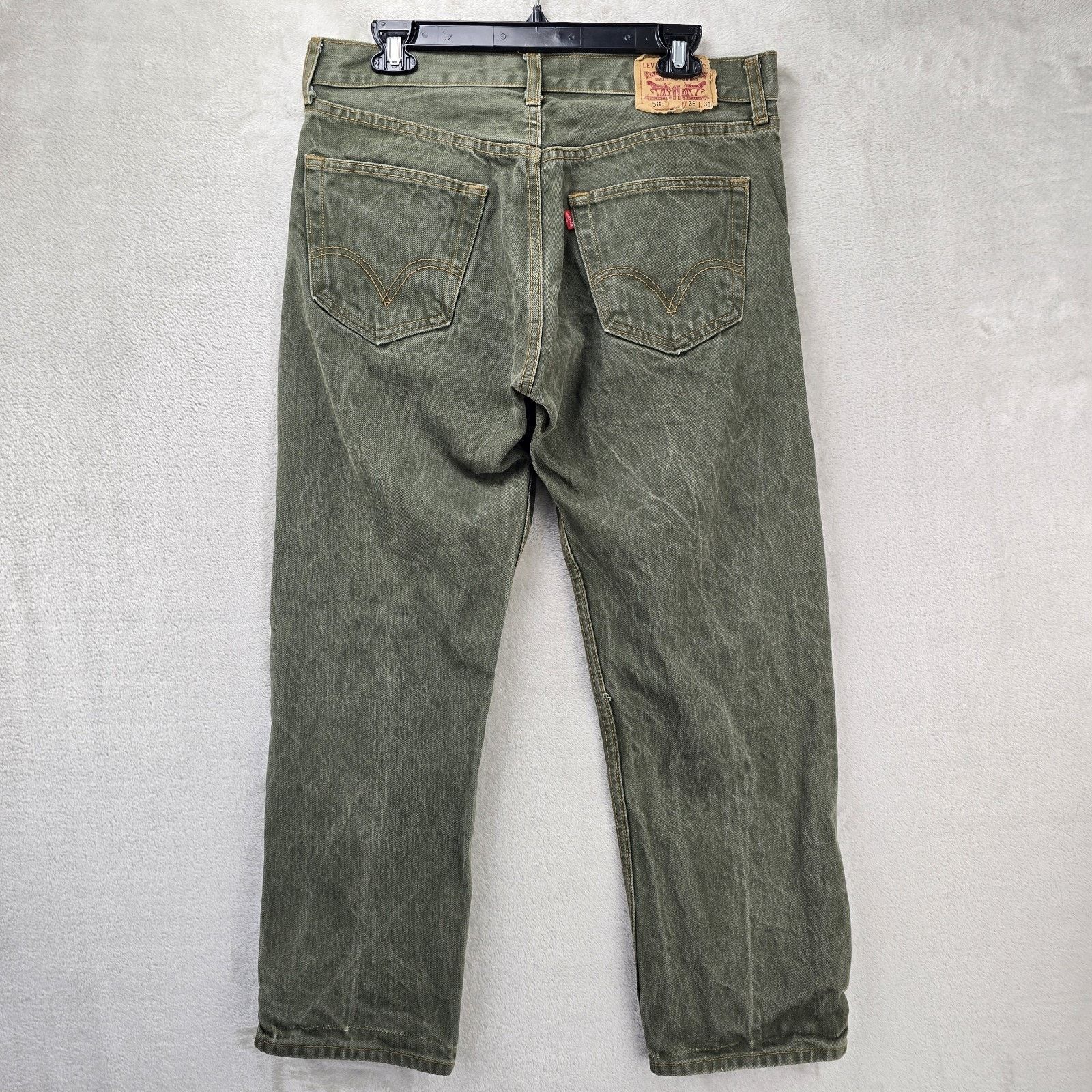 Levi's Vtg Levis 501 Jeans Mens 36x30 (Fits 34x28) Green Y2K USA Size US 34 / EU 50 - 7 Thumbnail
